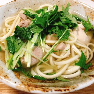 水菜と鶏もも肉のあっさりうどん